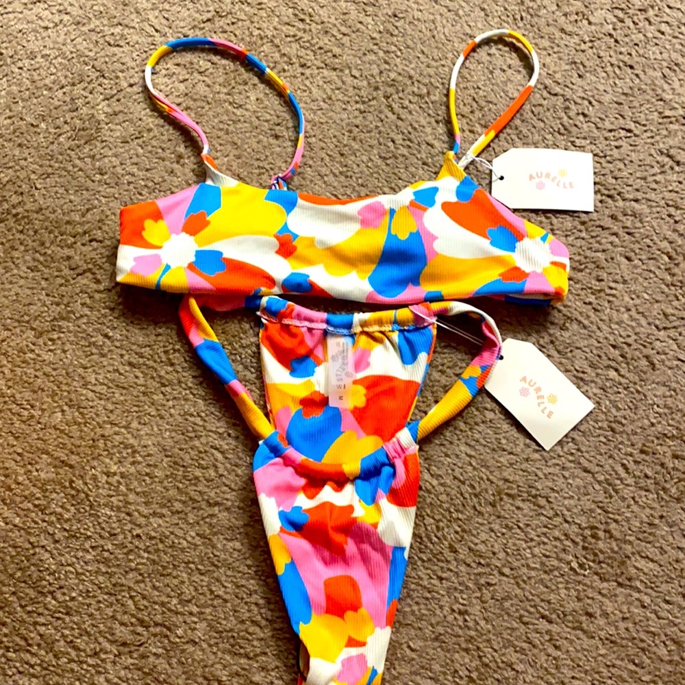 Aurelle multi color high cut bikini